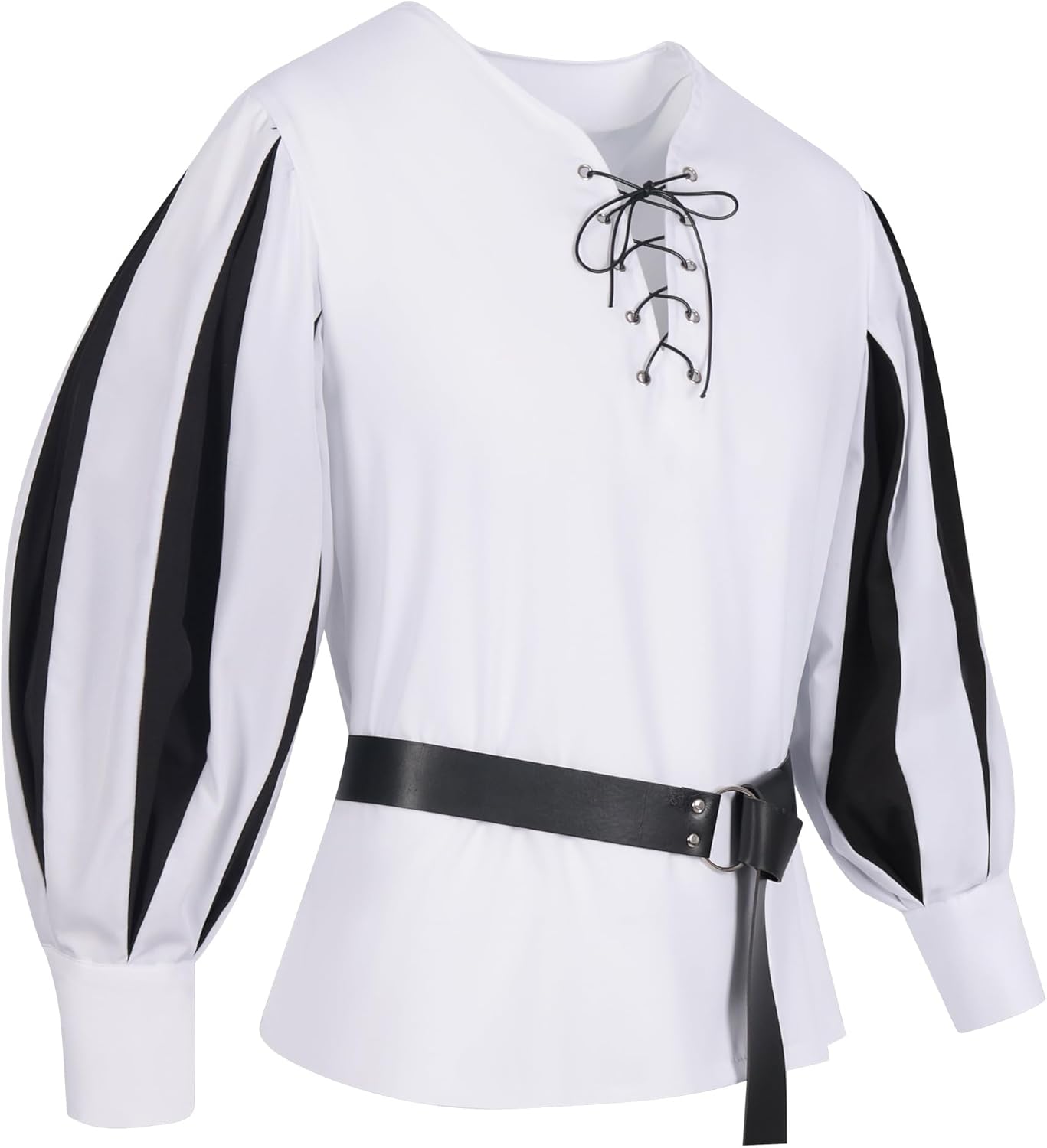 Men's Medieval Knight Renaissance Tunic Viking Pirate Halloween Costume Shirt Color Blocking Tops
