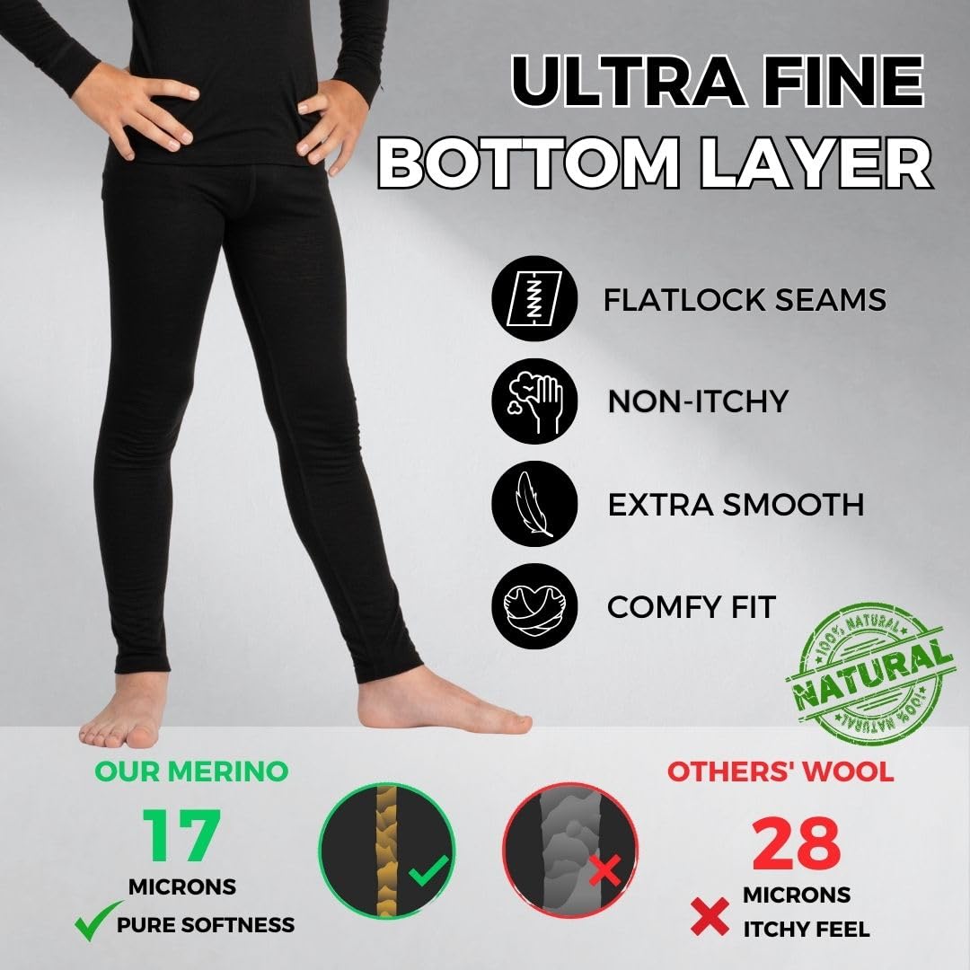 Legging enfant laine mérinos bio 160 g/m²