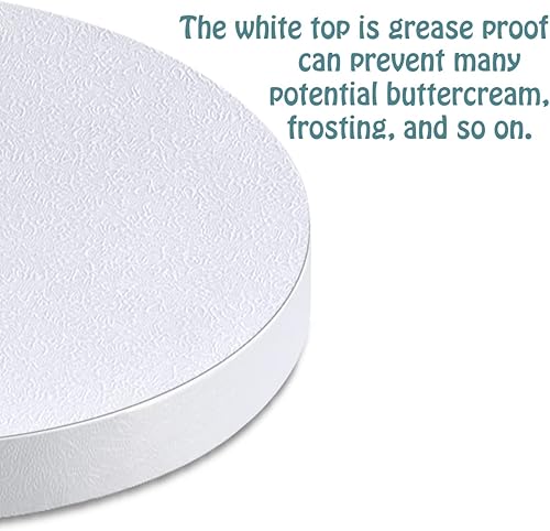 Miniatura 7 de Tambores blancos redondos para tartas de 6 pulgadas con bordes lisos de 1/2 pulgada de grosor para cumpleaños, boda, fiesta, tartas, tablero