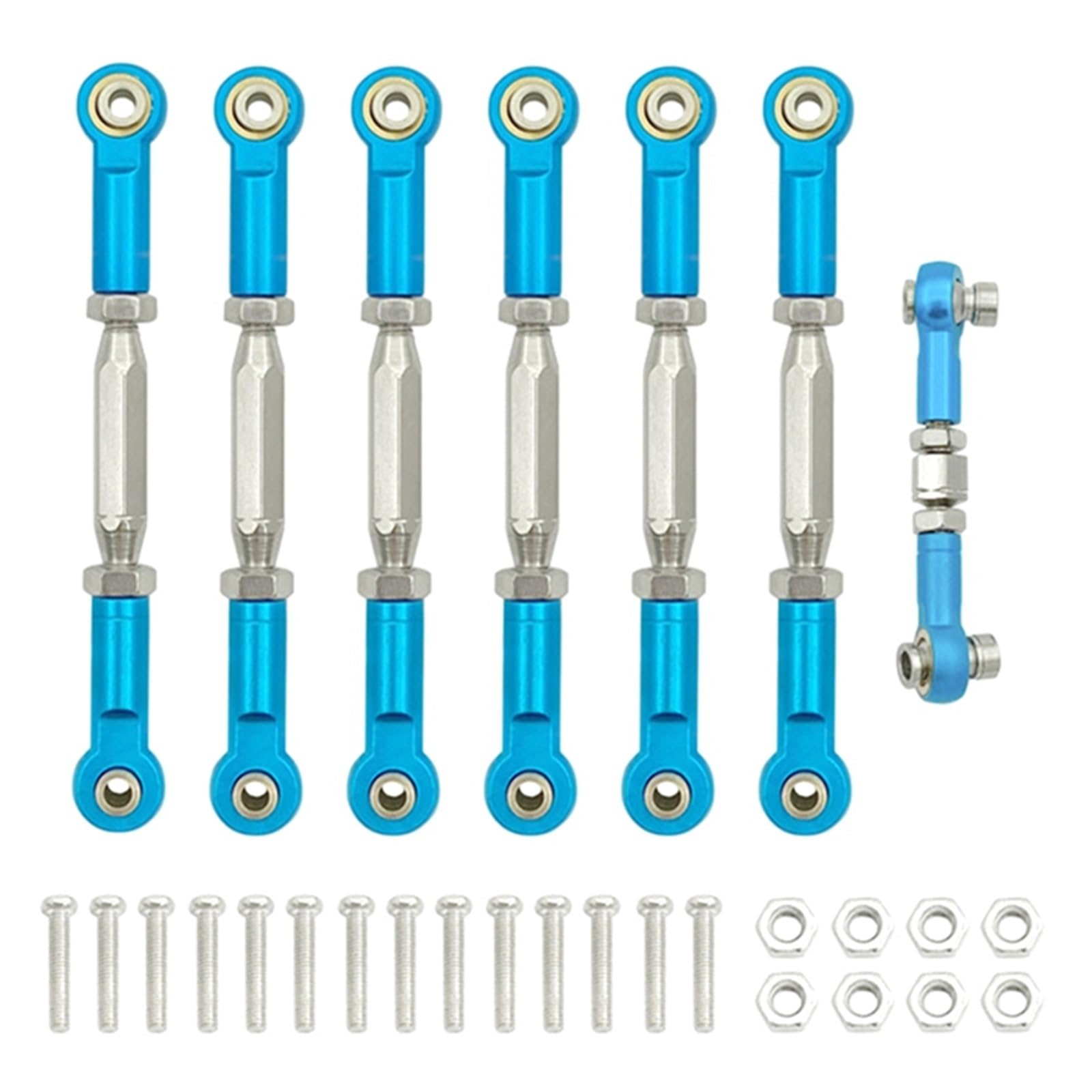 RC Upgrade Accessories for Traxxas for Slash 4X4 for VXL 2WD for Rustler for Stampede for Hoss for 1/10 RC Car Upgrades Parts Metal Camber Link Rod Linkage Set(Blue)