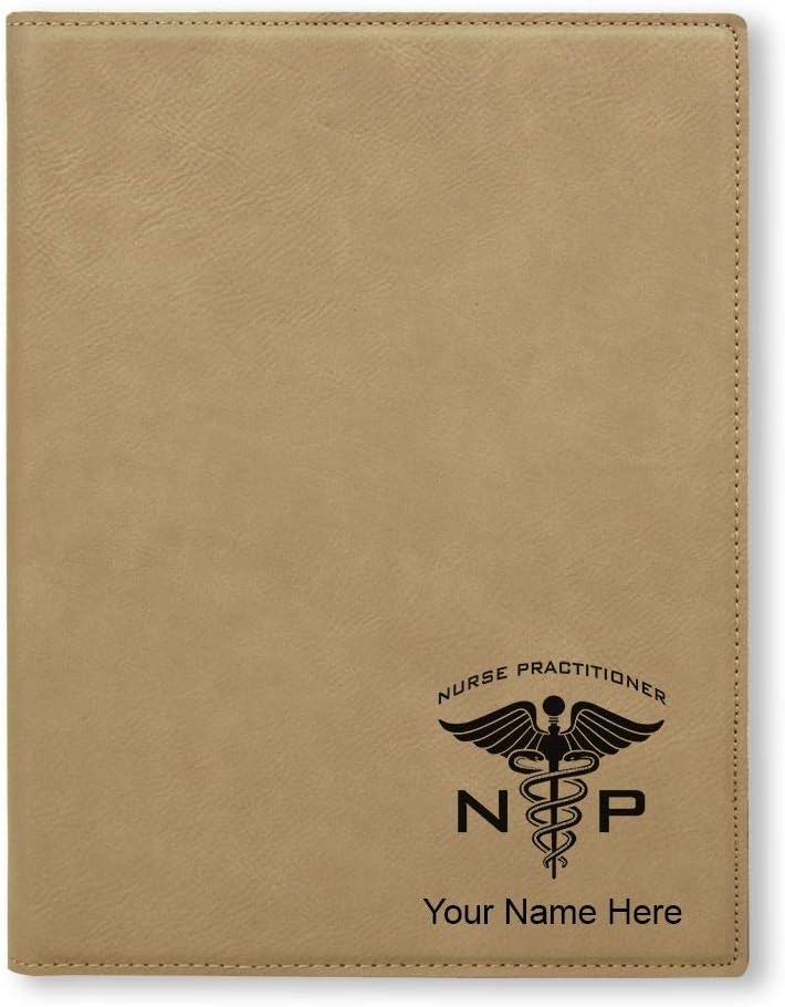 Large 9.5" X 12" Portfolio Notepad, NP Nurse Practitioner, Personalized Engraving Included (Pink)
