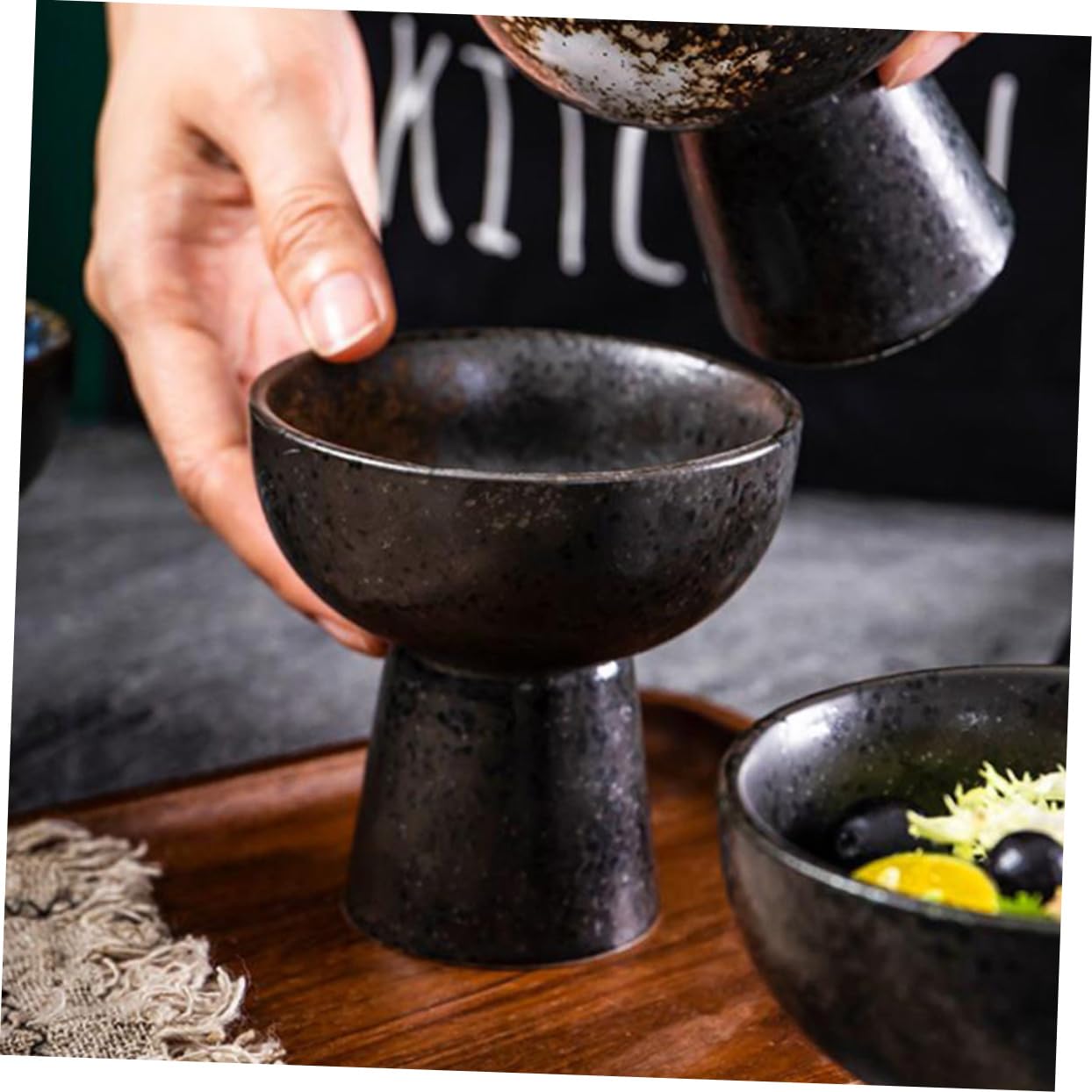 ABOOFAN 3 Pz Coppa dei ricci di mare ciotole per servire snack torta giapponese ice cream gelatto gelato coppette gelato coppa gelato in ceramica tazza da dessert in ceramica Black