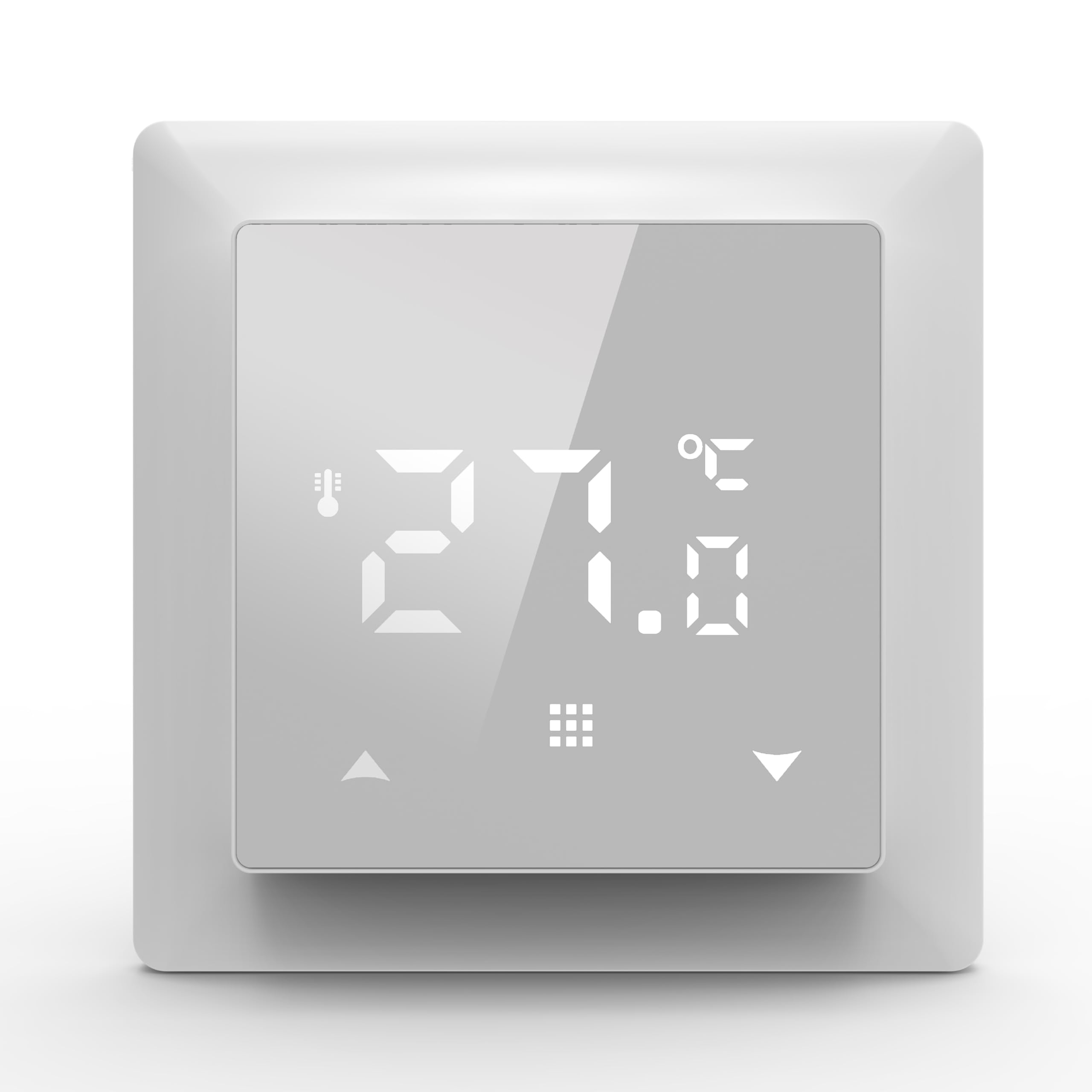 Termofol TF-H6 - Termostato conectado para calefacción por suelo radiante (eléctrico, programable, cableado, hoja calefactora), color blanco