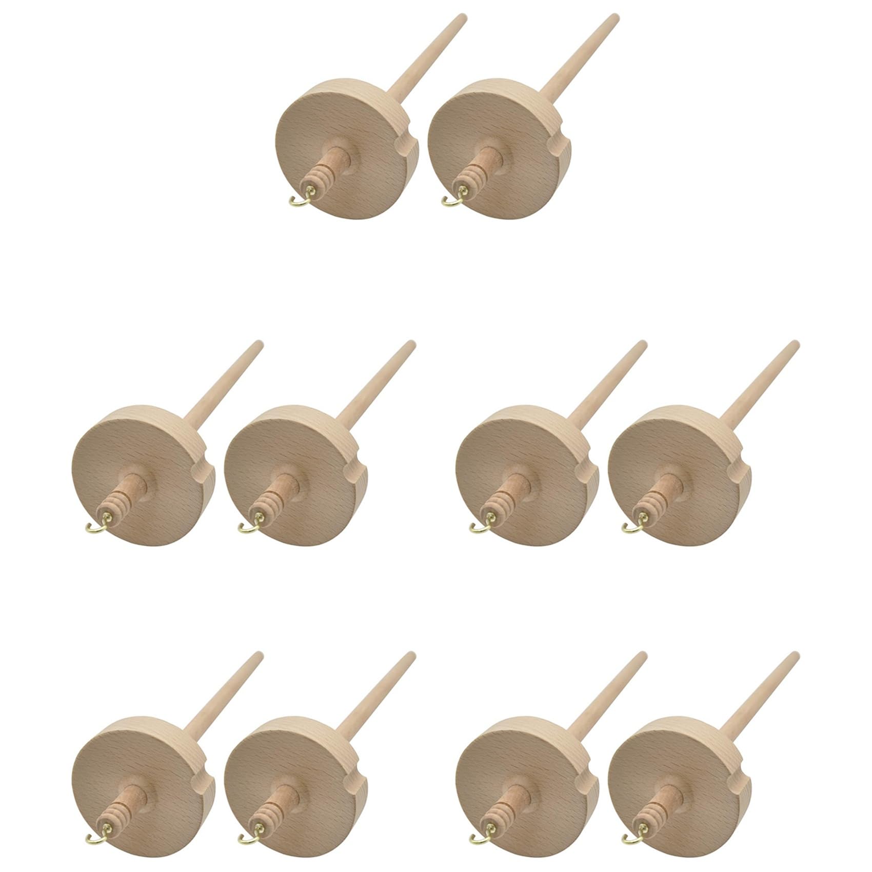 Hndhbfgrt 10Pcs Drop Spindle for Wool Yarn Top Whorl Drop Spindle Hand Carved Wooden Tool for Beginners
