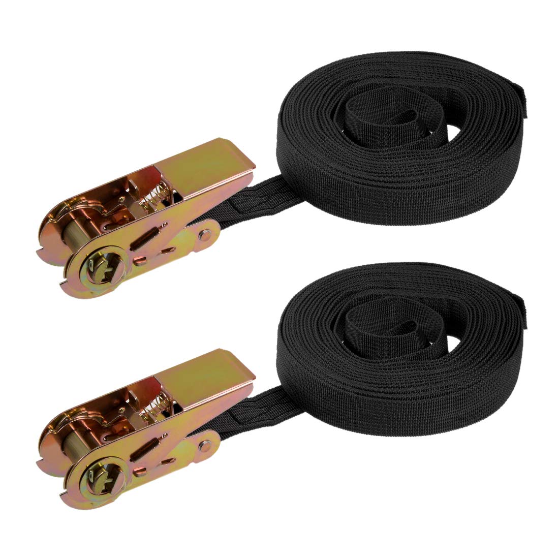 sourcing map Sangle d᾿Arrimage 8m x 25mm cliquet 250kg Charge Travail pour Camion Noir 2Pcs
