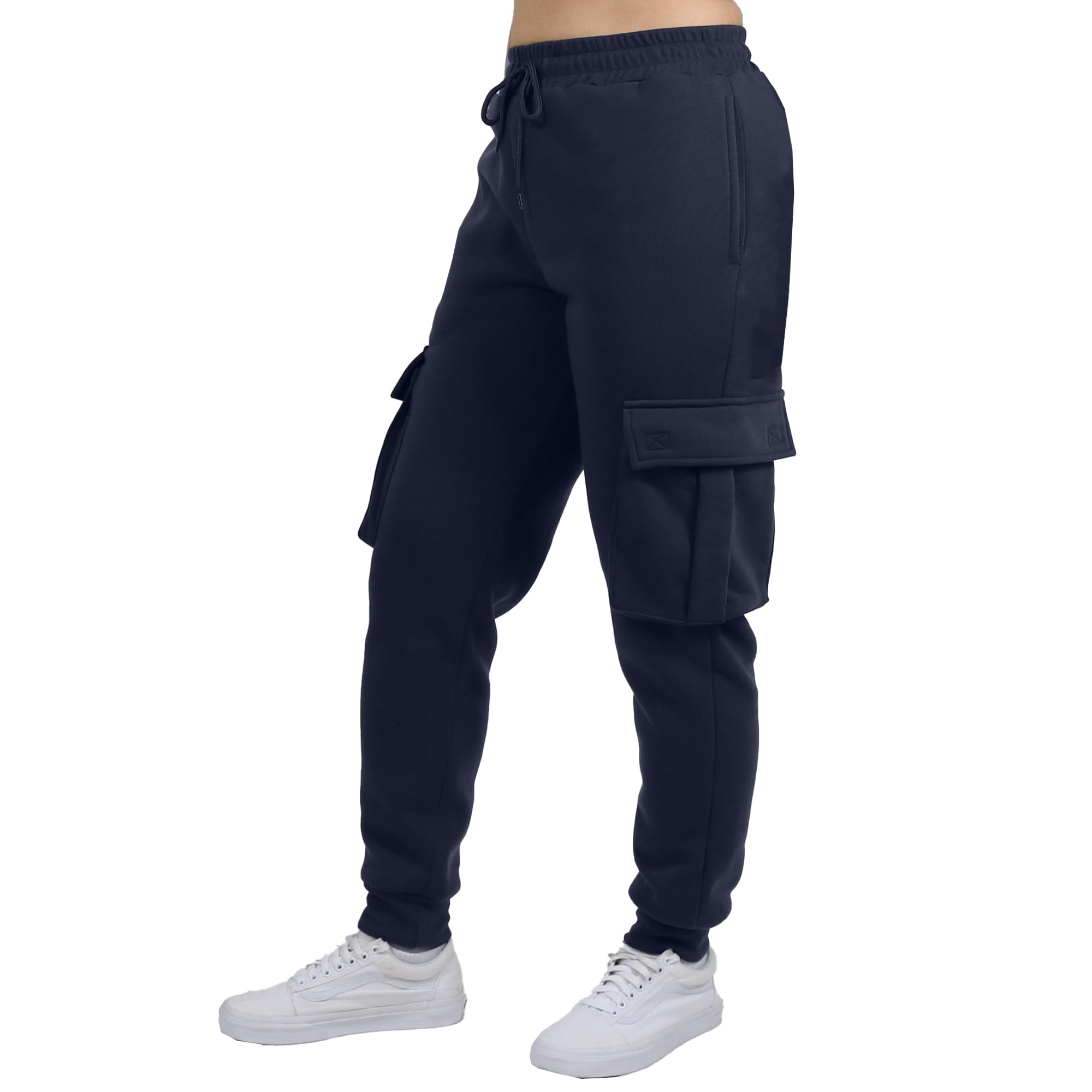 Womens Loose Fit Cargo Fleece Joggers S-2XL