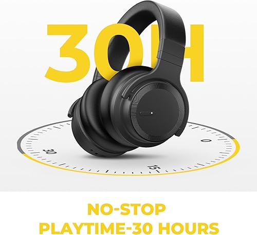 Miniatura 6 de commalta Auriculares híbridos con cancelación de ruido, auriculares inalámbricos Bluetooth sobre la oreja con micrófono integrado y modo de