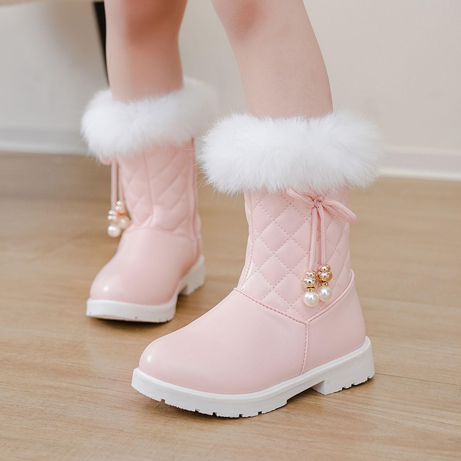 Botas niños fácil Poner Botas de Nieve para niñas de otoño e Invierno con de, Antideslizantes, cálidas y cómodas, Botas con Cremallera Lateral y de Color (29.5 Little Child)