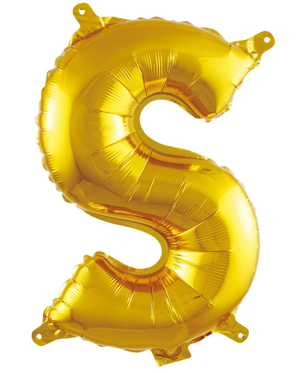 PARTİ VİTRİNİ S Harfi 16 İnç Gold Renk Folyo Balon 36 CM (Altın)