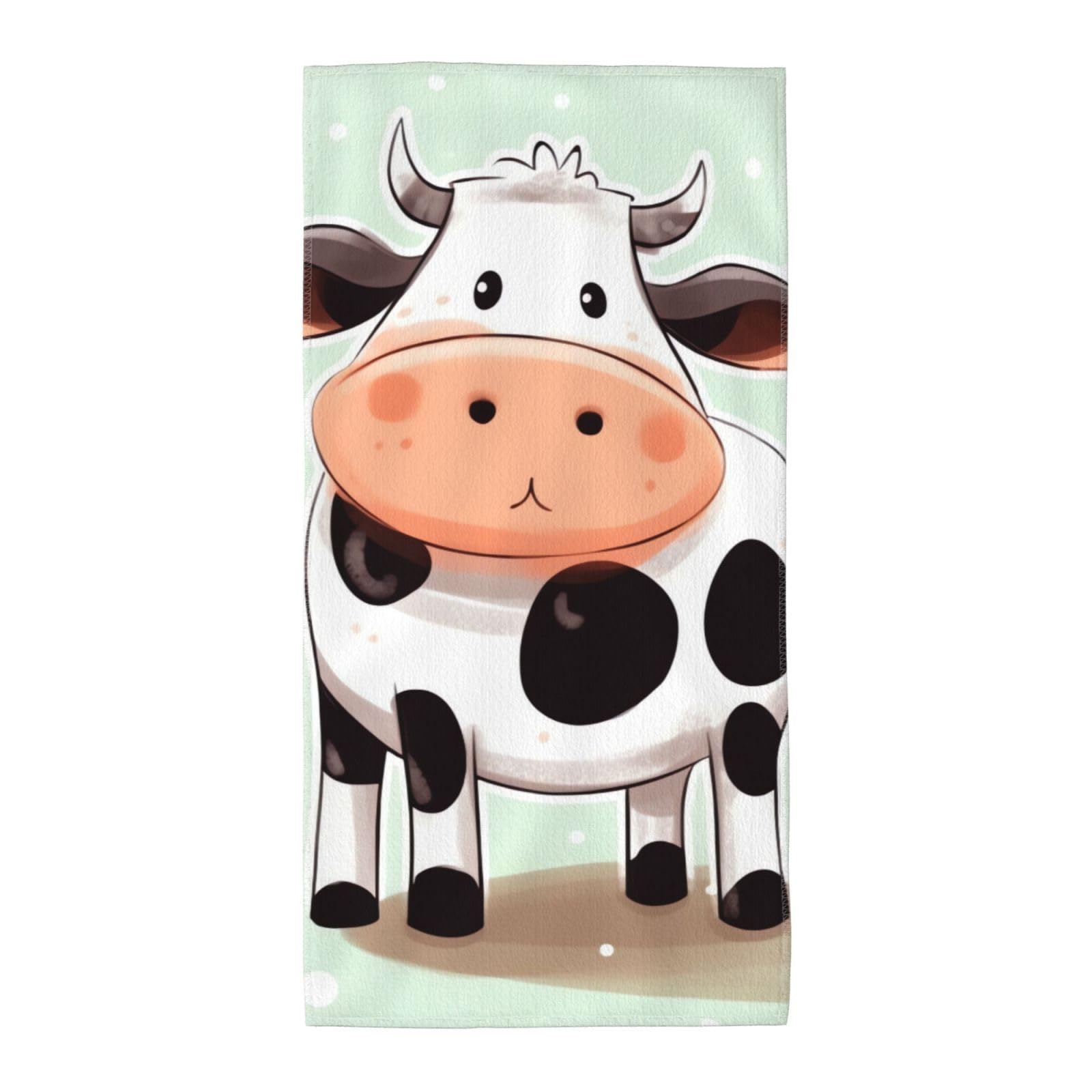 FekiLoot Absorbent Hand Towels 12"X24" Decorative Bathroom Towel Soft Microfiber Face Towel Cute Cow Polka Dot Dish Kitchen Towels for Bathroom Kitchen Hotel Spa Bath Towels