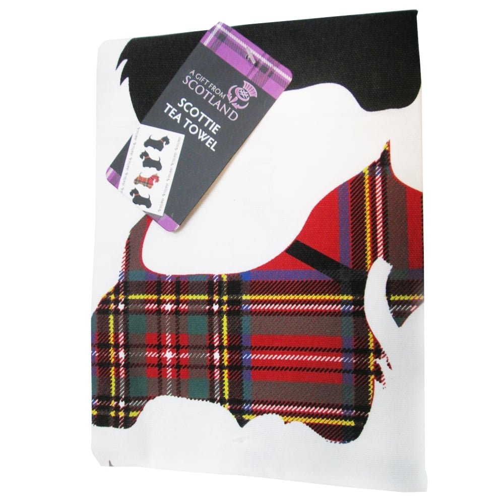 Thistle Products White Scottish Tea Towel "Scottie Dogs"