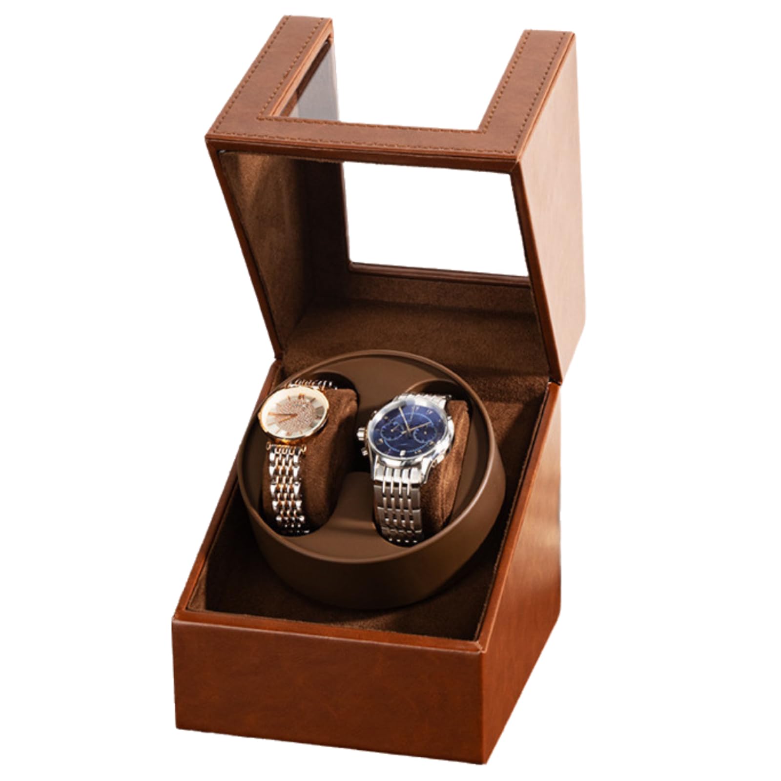 Eleeonora Automatic Watch Winder,Watch Winder Box,Watch Rotator For 2 Watches,Automatic Double Watch Winder,PU Leather Automatic Watch Rocker Box,2 Rotation Modes,With Quiet Motor