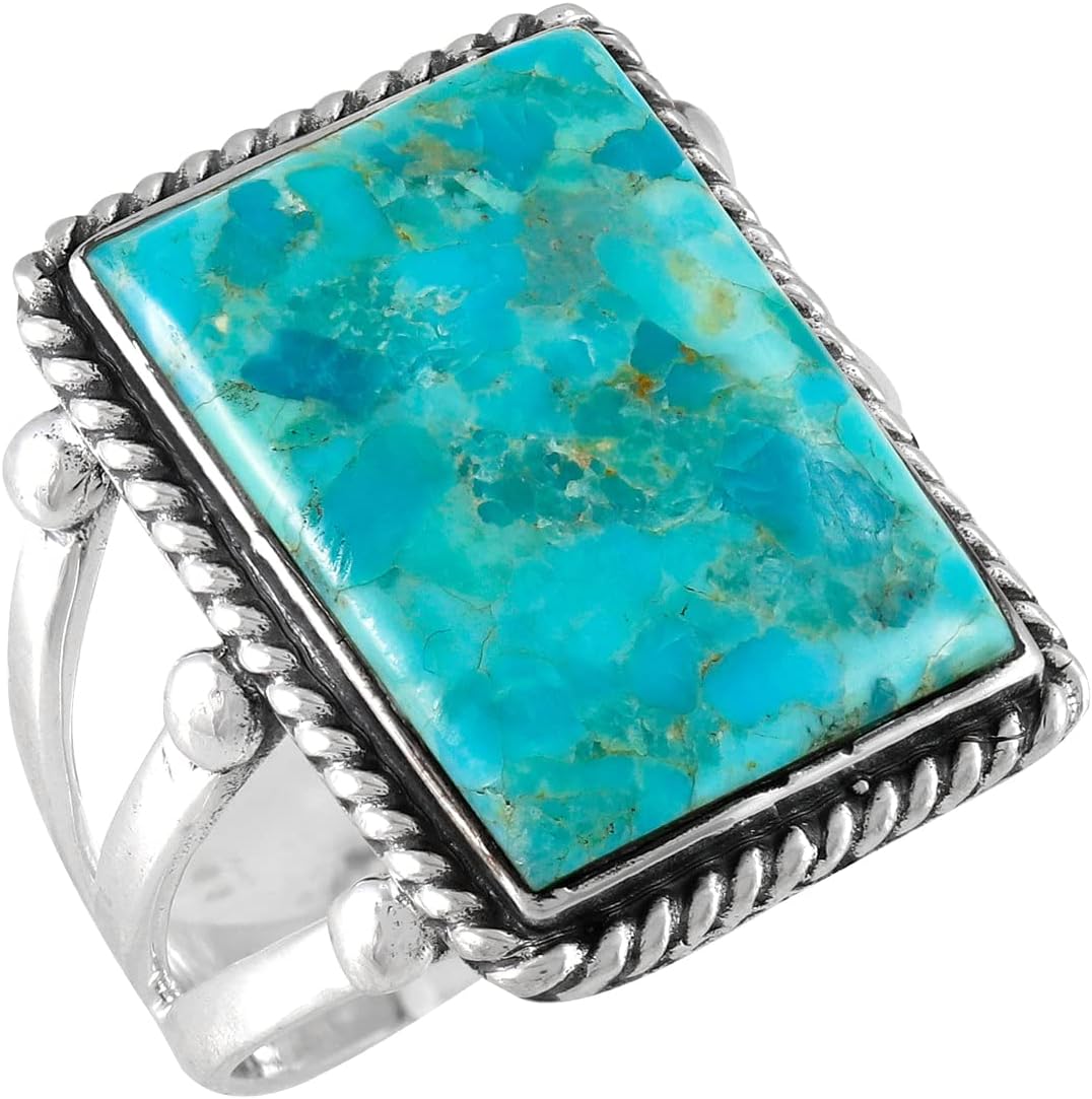 Turquoise NetworkTurquoise Ring Sterling Silver 925 Genuine Gemstones Size 6 to 11