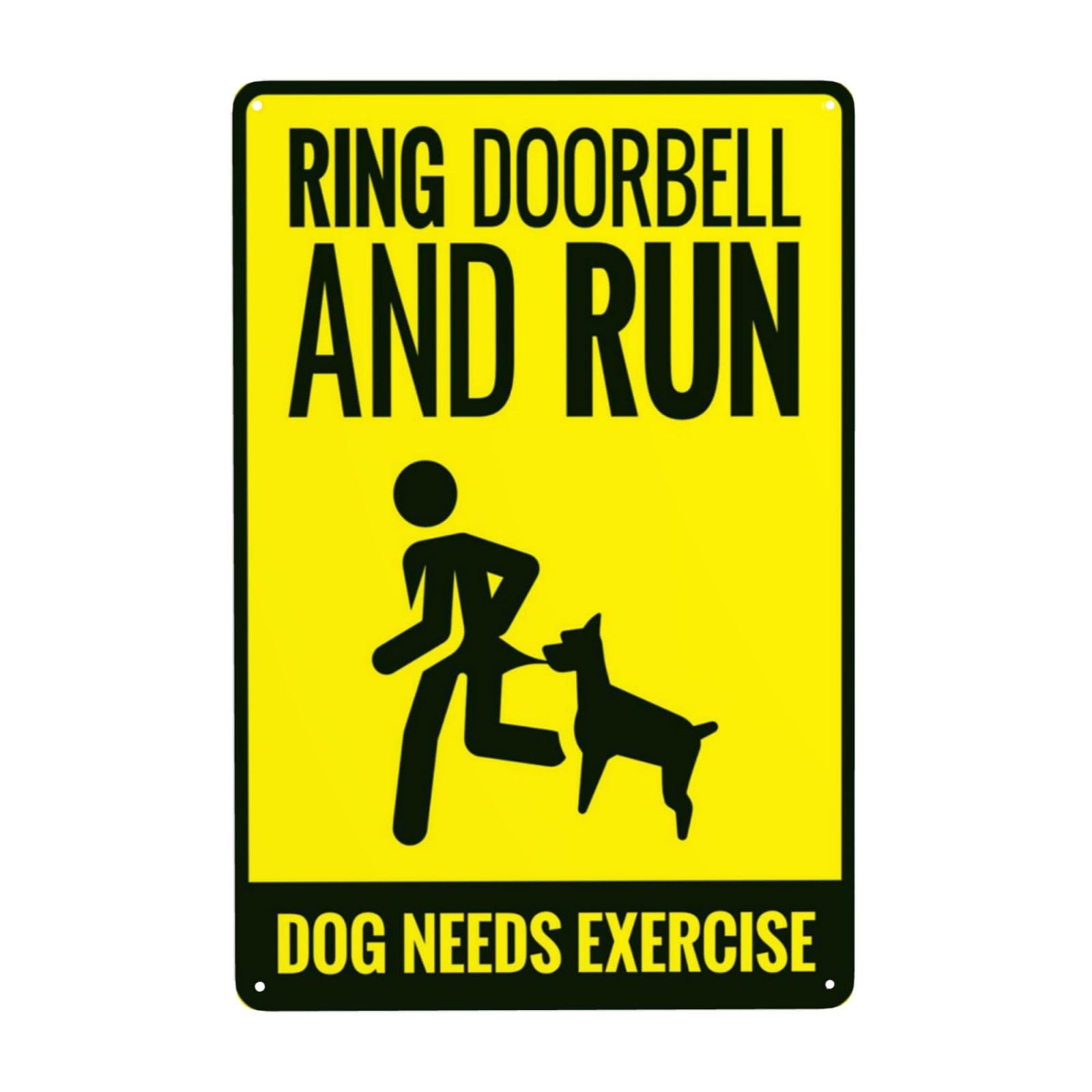 Retro Metal Tin Sign, Concise Dog Exercise Bell Ring Reminder Sign, Casual Home Outdoor Wall Decor, 8x12 Inch