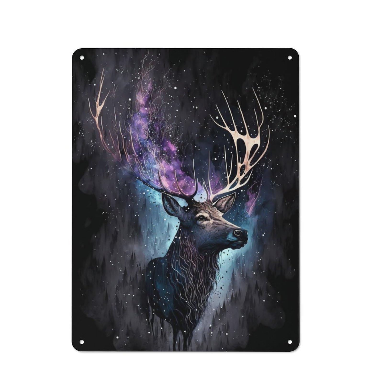 Deer Head Colorful Vintage Tin Wall Plaque 40x30cm for Workshop Wall, A Decorative Christmas Gift for Makers And DIY Enthusiasts