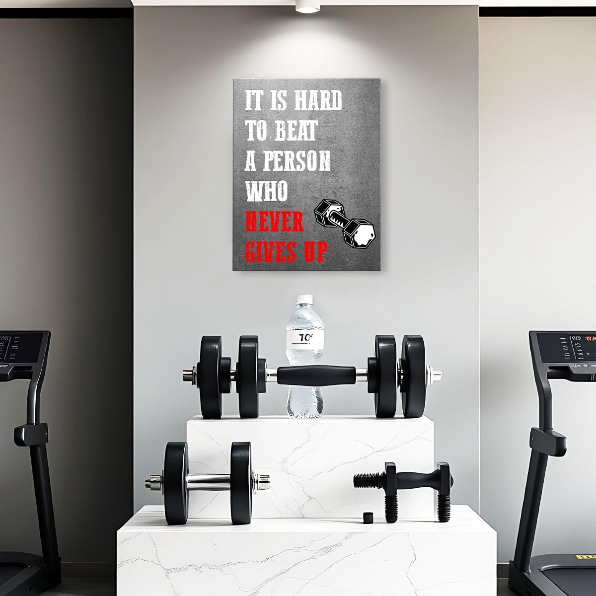 Gwisml Inspirational Gym Wall Decor,It'S Hard To Beat A Person Who Never Gives Up Wall Art Canvas Frame Paintings For Gym Sports Room Exercise Fitness Wall Art Decor - Image 6