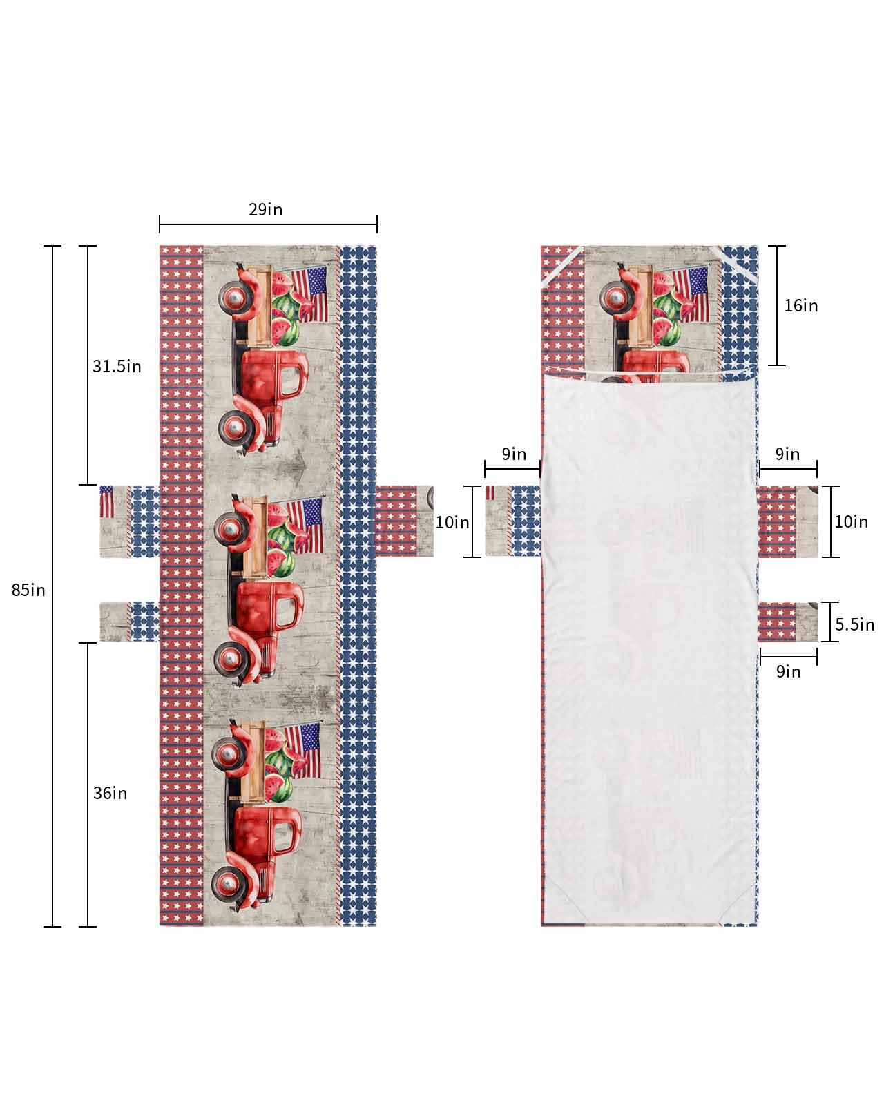 4th of July Beach Lounge Chair Towel Cover, Soft Chaise Lounge Towel with Side Pockets Patio Pool Chairs Cover for Beach/Pool Sunbathing 29x85 Blue Red Plaid Truck Summer Watermelon