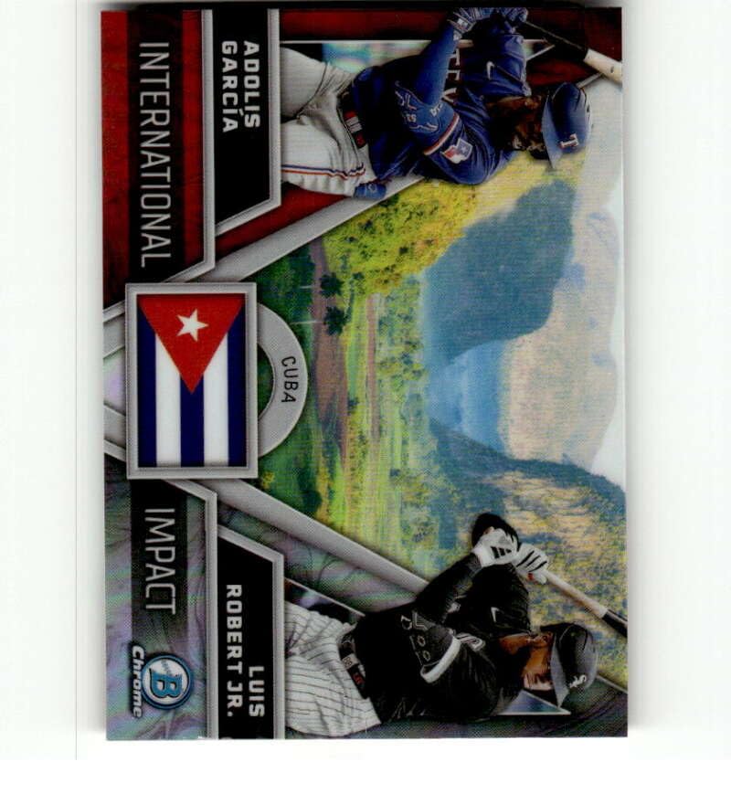 2024 Bowman Chrome International Impact #II-23 Adolis Garcia Luis Robert Jr Texas Rangers MLB Baseball Trading Card