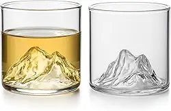 Kit 2 Copos de Vidro Montanha 300ml Cristal Transparente Design Montanha Luxo para Whisky Drinks e Bebidas Vidro Premium Reforçado