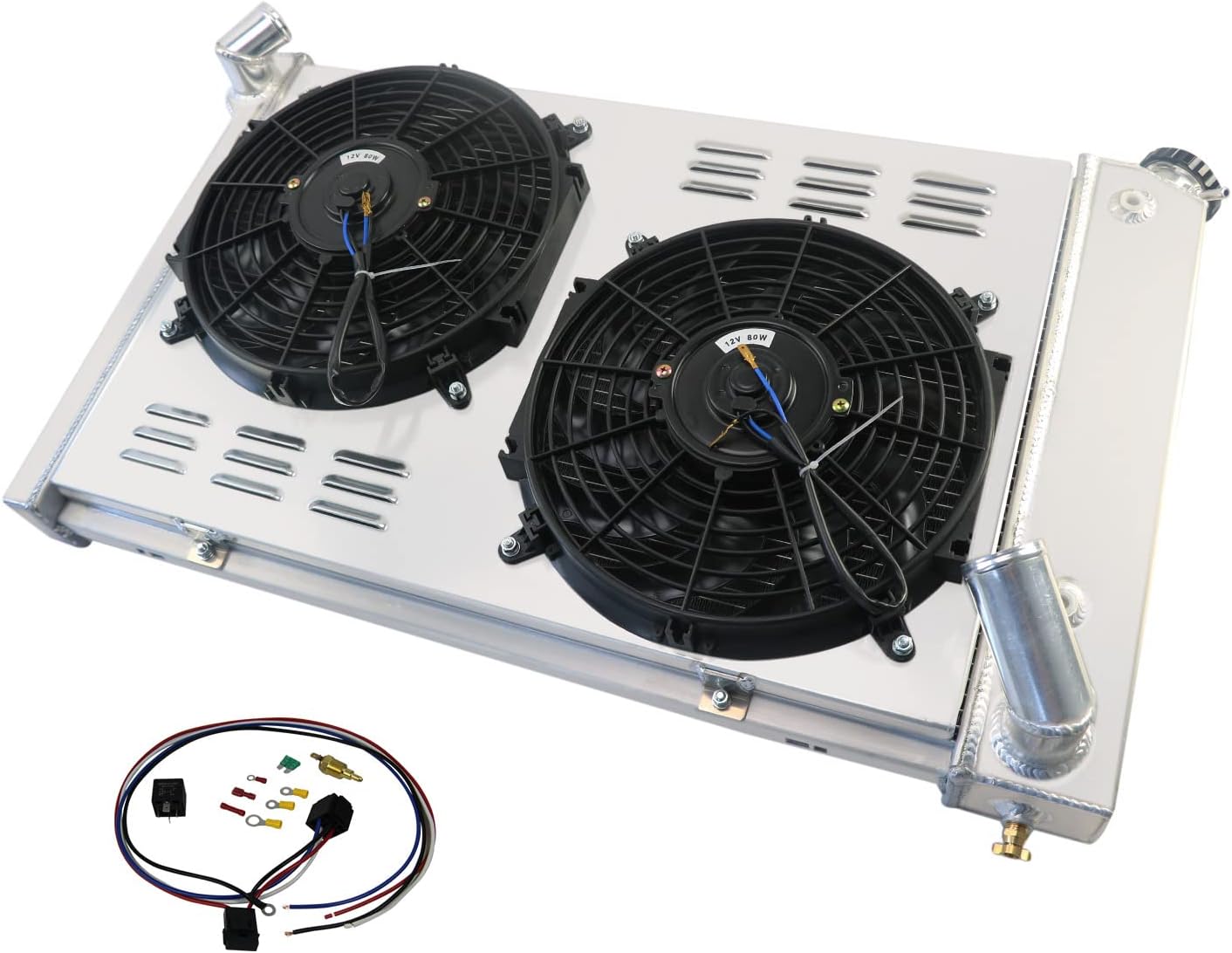 3 Row All Aluminum Radiator Shroud + Fan + Relay For 69-72 Chevy Corvette 5.7L V8 GAS 72 Corvette Fan