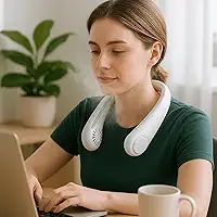 Ventilador De Pescoço Premium Portátil Sem Hélice, USB Recarregável, 3 Velocidades, Silencioso, Leve, Para Esportes E Uso Diário, Marca VARENZIA