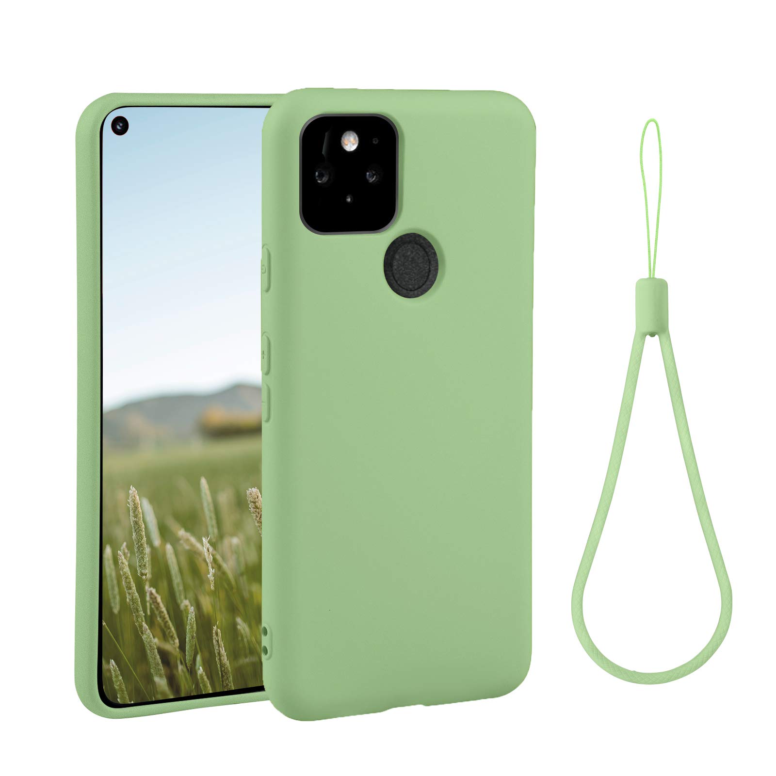 ABITKUCompatible with Google Pixel 5 Case,Slim Silicone Gel Rubber Case Cover (with Microfiber Lining) Full Body Shockproof Design for Google Pixel 5 6.0 INCH (Matcha Green)