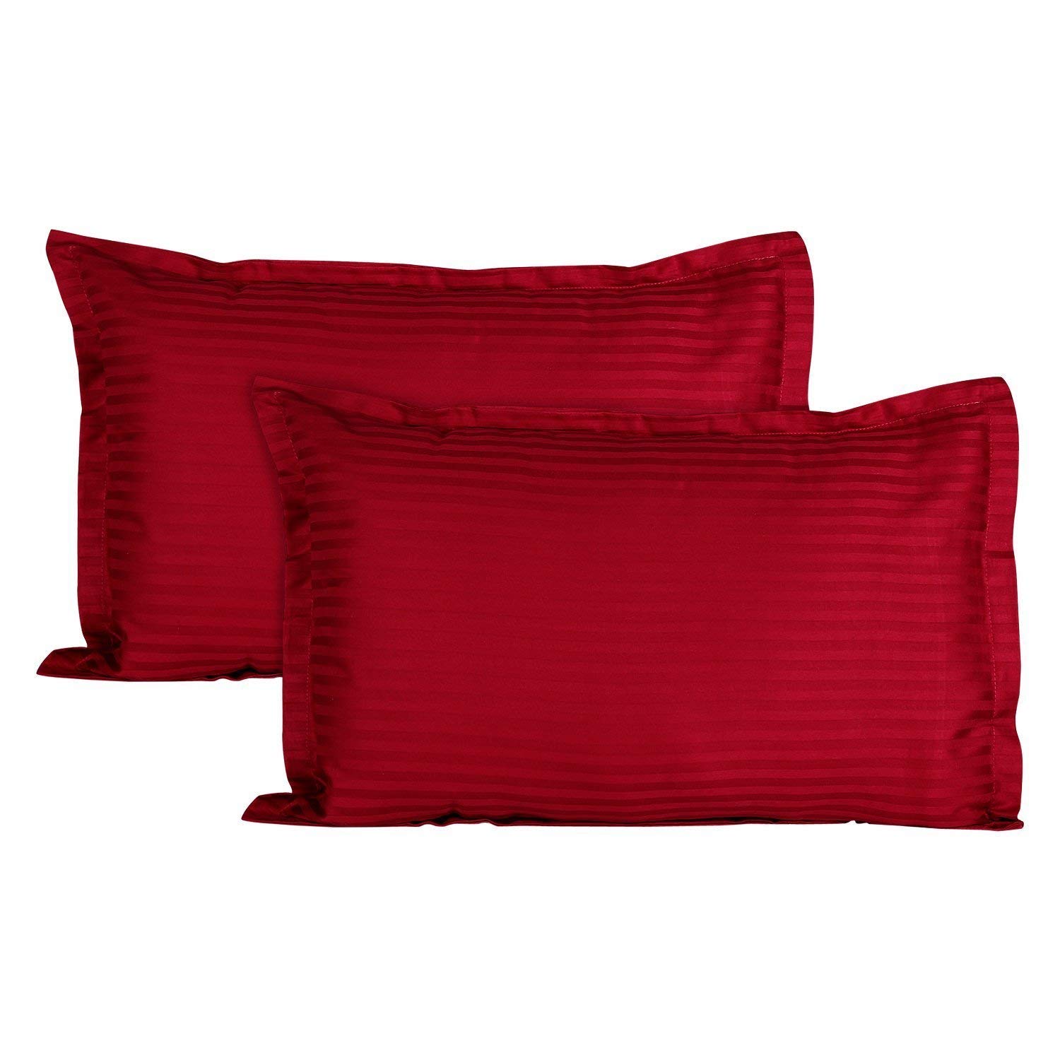 Trance Home Linen 200 TC 100% Cotton Large Size 20x30 inch Satin Stripe Pillow Covers | Pillow Cases | Set of 2 Piece Pillow Covers only |Large Size (Maroon, 20 X 30 inch)