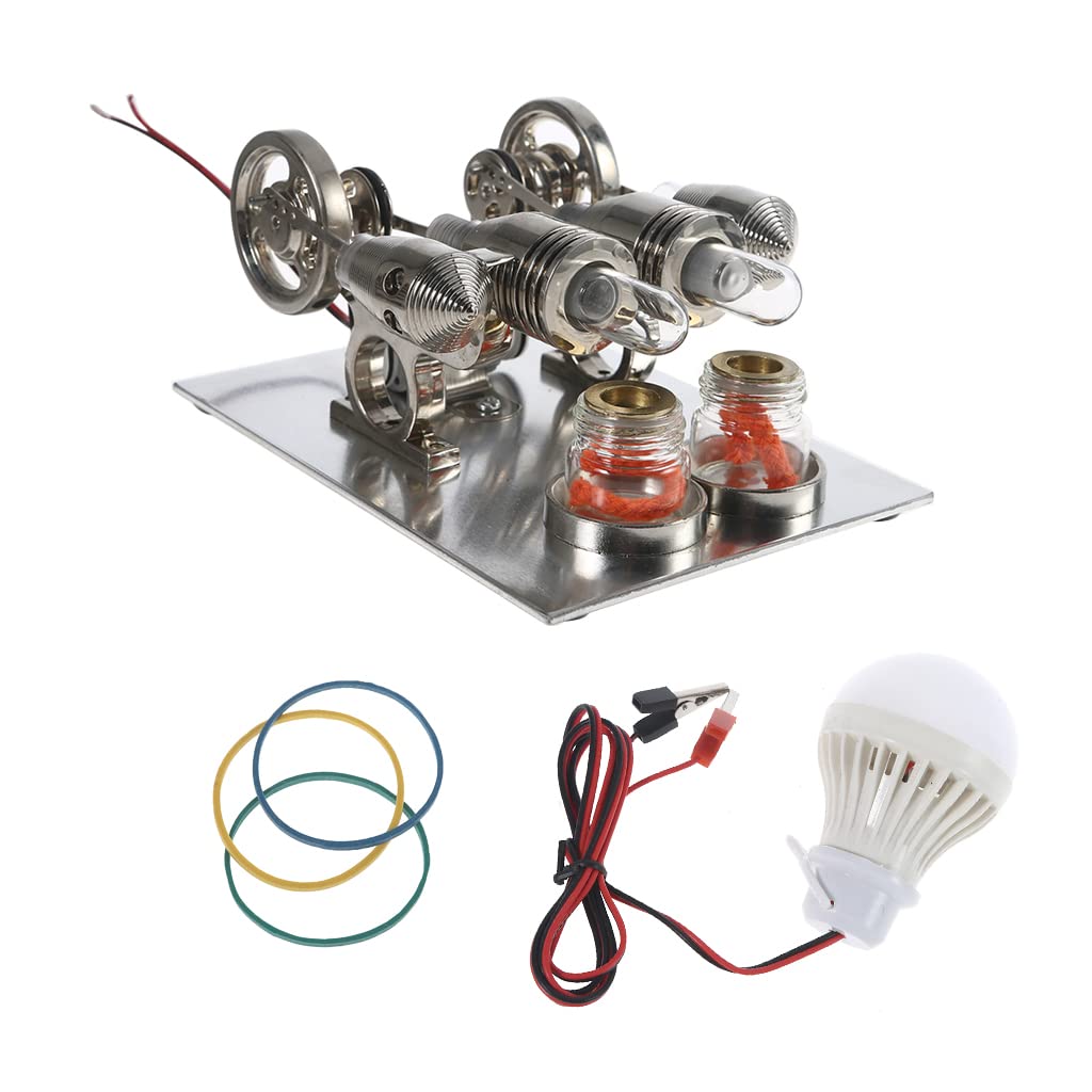 Buxuaaaa Cylinder Stirling Engine Motor Model Educational Toy Hot Generator Scientific Experiment Demo Props Education Models Toy