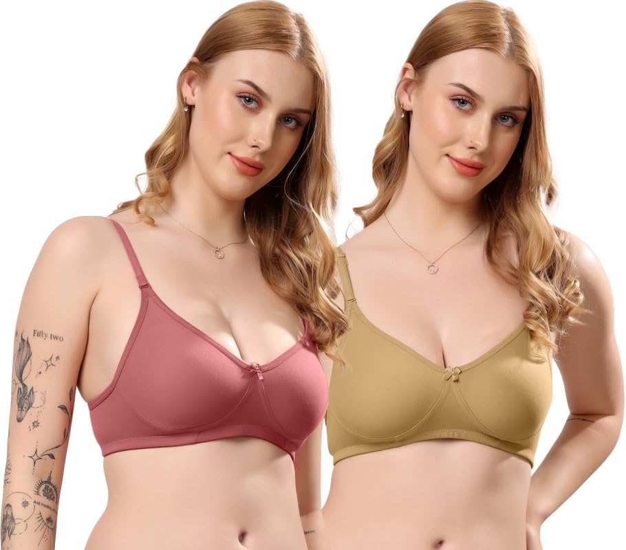Image of London Hills Regular Bra for Women Everyday Non Padded Wire Free Mid Coverage Cotton Blend