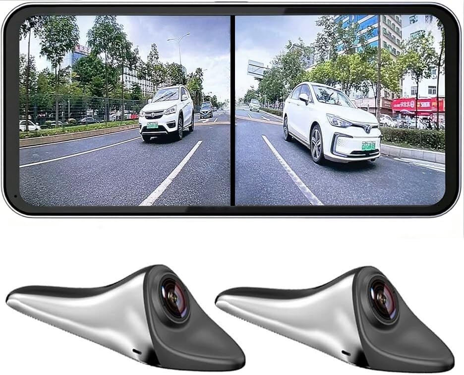 AI Blind Spot Camera equipped with car Blind spot Display System Blind spot Driving Recorder Blind Spot Detection Warning Assistance Blind Spot Monitoring BSM Camera Monitoring System CMS (Silver)