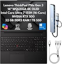 Lenovo ThinkPad P16s Gen 3 Mobile Workstation Laptop 2025, 16" WQUXGA 4K OLED, Intel 16-Core Ultra 7 155H, 32GB RAM, 1TB SSD, NVIDIA RTX 500, Thunderbolt 4, FPReader, IR Cam, Copilot Windows 11 Pro