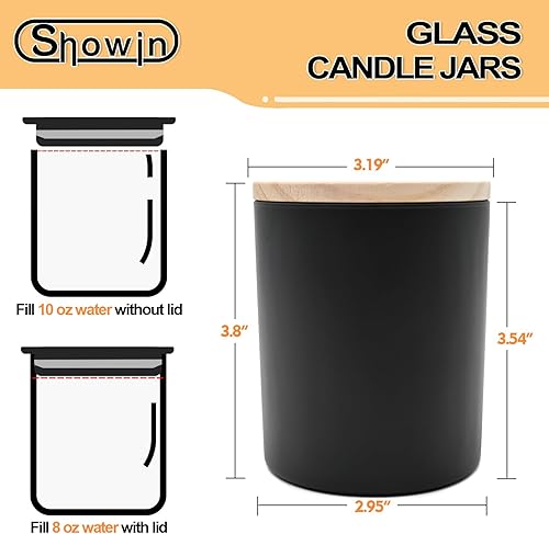 Miniatura 4 de SHOWIN Tarros de vela gruesos de 10 onzas para hacer velas, 15 unidades, tarros vacíos con tapas de madera para hacer velas, recipiente de muestra,