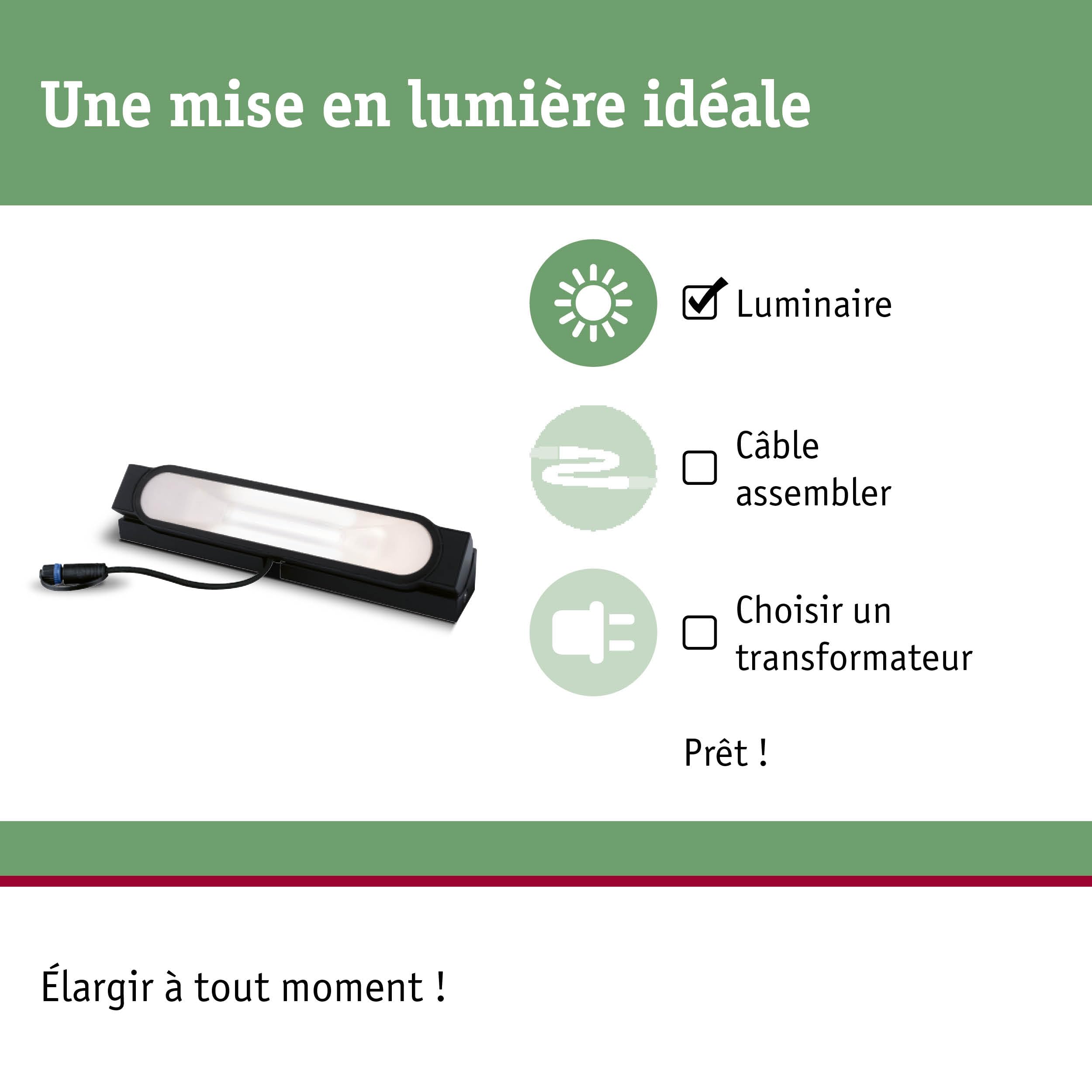 Paulmann 94667 luminaire d'extérieur Plug & Shine LED lèche-mur Tidos IP67 1x6,1 W gradable Anthracite métal 3000K