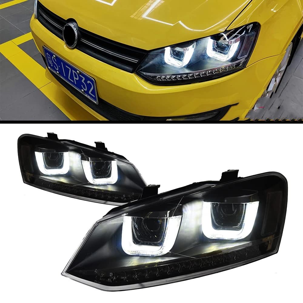 Car Head Lights Parts For VW Polo 2011-2018 LED Front Headlight Replacement DRL Daytime light Projector Facelift (LED low beam)