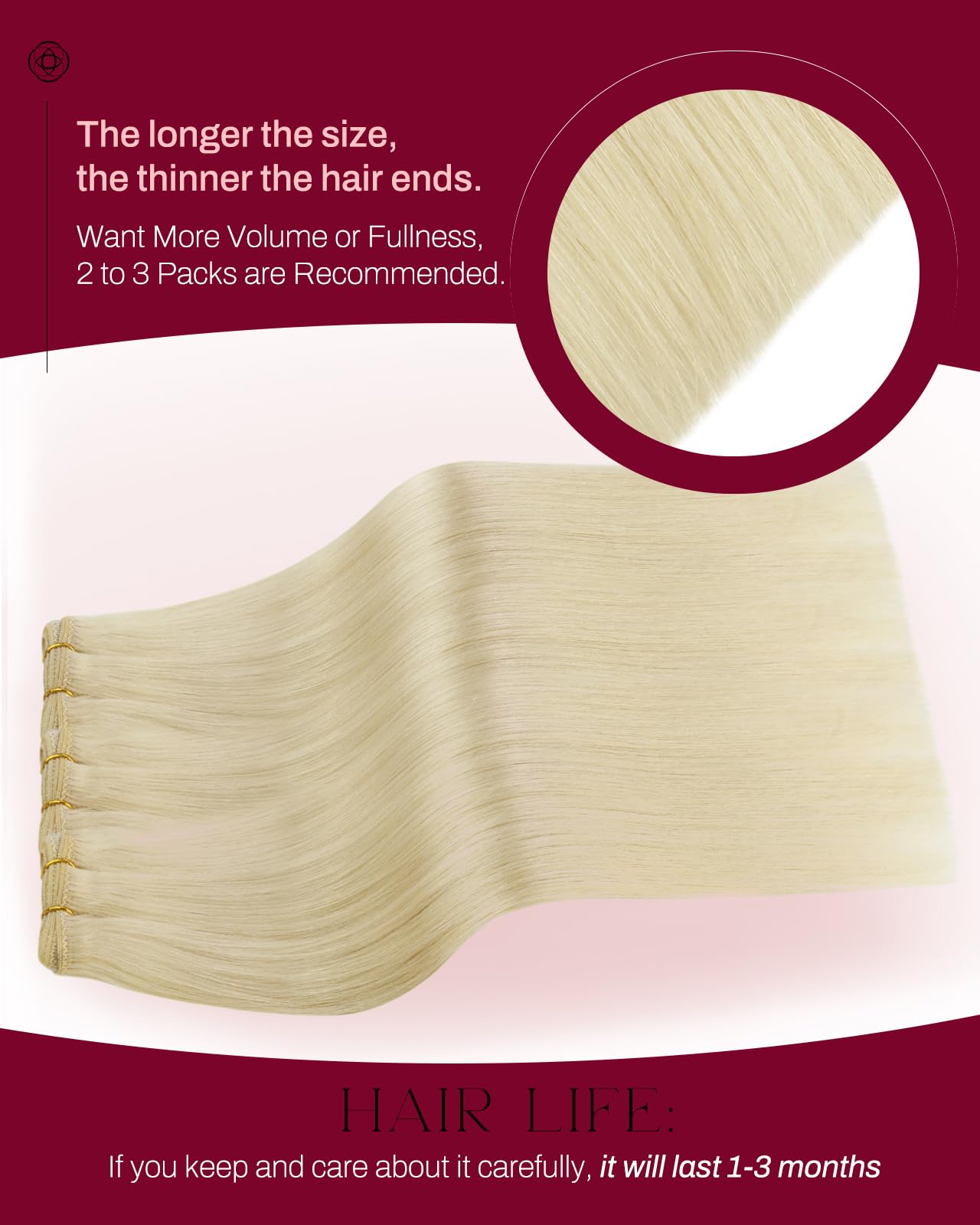 Moresoo Weft Hair Extensions Real Human Hair Blonde Sew in Double Weft Hair Extensions Platinum Blonde Remy Straight Hair for Women Full Head One Piece 14 Inch 100g/pack #60 Every Day Wear - Image 3