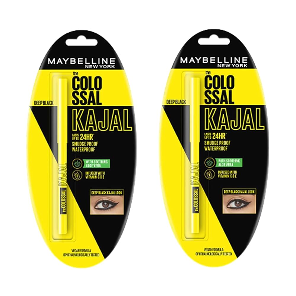 Buy Maybelline Colossal 24HR Smudge Proof with Aloe Vera Kajal, Deep Black 0.35 g (PACK OF 2) Online at Low Prices in India - Amazon.in