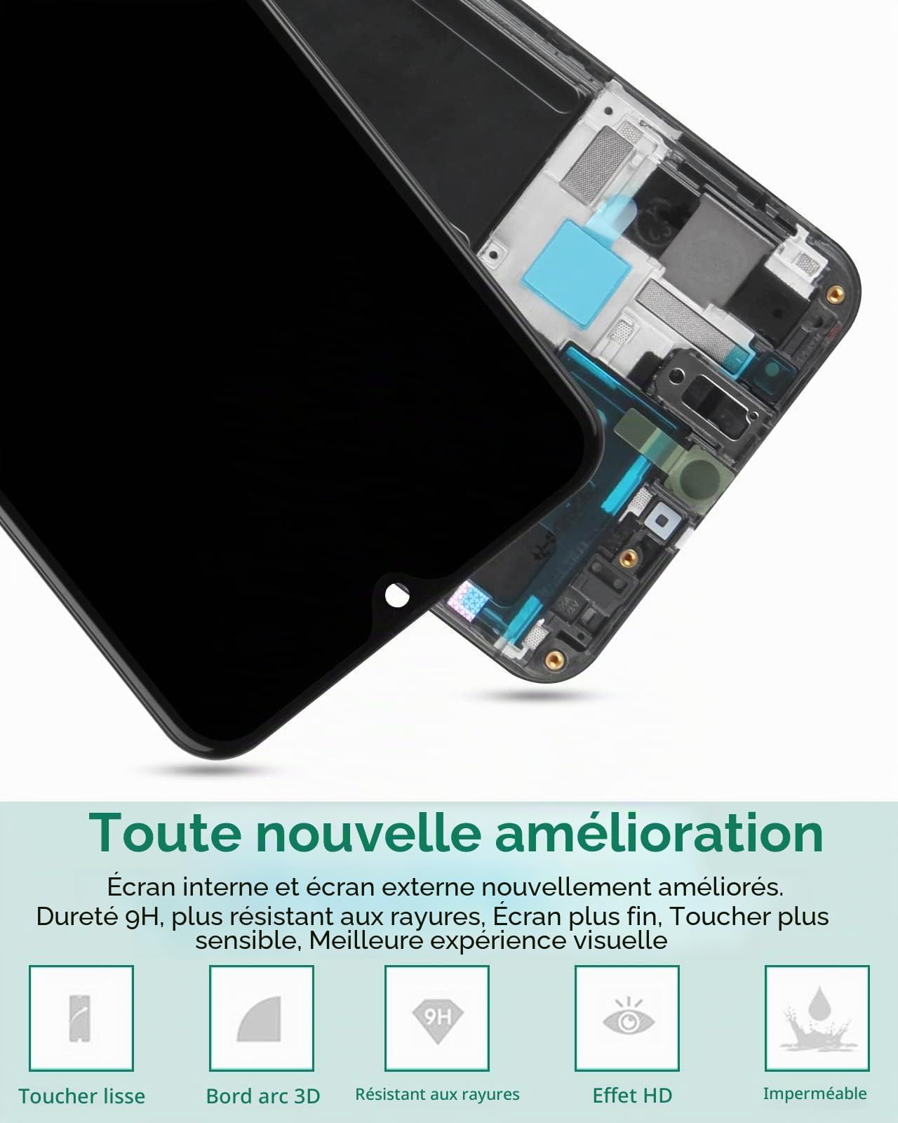Pour Samsung Galaxy A50 A505 Écran LCD de remplacement A505F, SM-A505FN A505GN A505G Écran LCD Capteur Numériseur (Incell Noir avec cadre)