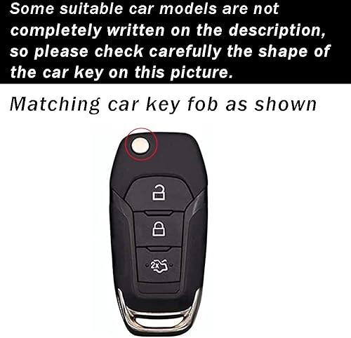 Miniatura 2 de ontto Funda para llave de 3 botones para Ford Flip Folding Remote (mando a distancia plegable), carcasa de TPU con borde plateado para F150 F250,