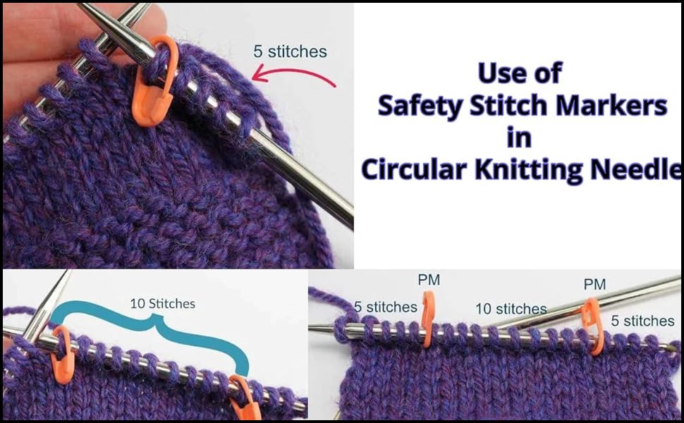 Artonezt Fixed Aluminium Circular Knitting Needles Pins Crochet Hook for Larger Knitted Items Sweater Hat DIY Craft + Locking Stitch Markers Knitting Needlework Stitch Counter and Markers 4