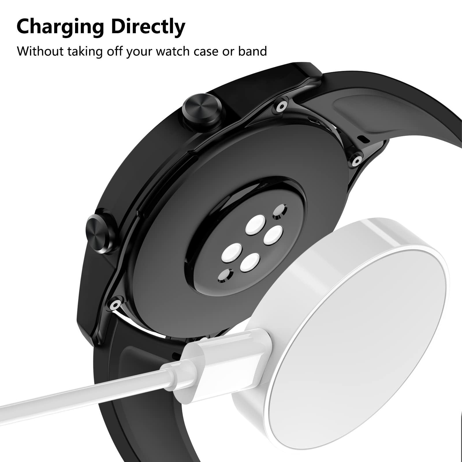 Custodia Protettiva Per Huawei Watch GT 2 46mm - Copertura PC Con Vetro Temperato, Nera - Foto 7