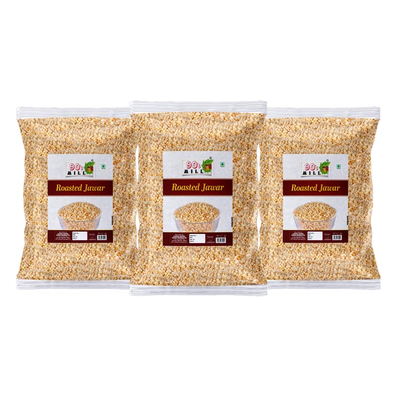 90's MILL Amravati Authentic Sorghum Jowar Jawar Puff Kurmura Kurmure Murmura Murmure Puff Snack | Crispy | Namkeen | Ready to eat | Snacks | Preservatives Free Tea Time Snacks-1Kg*3Pack