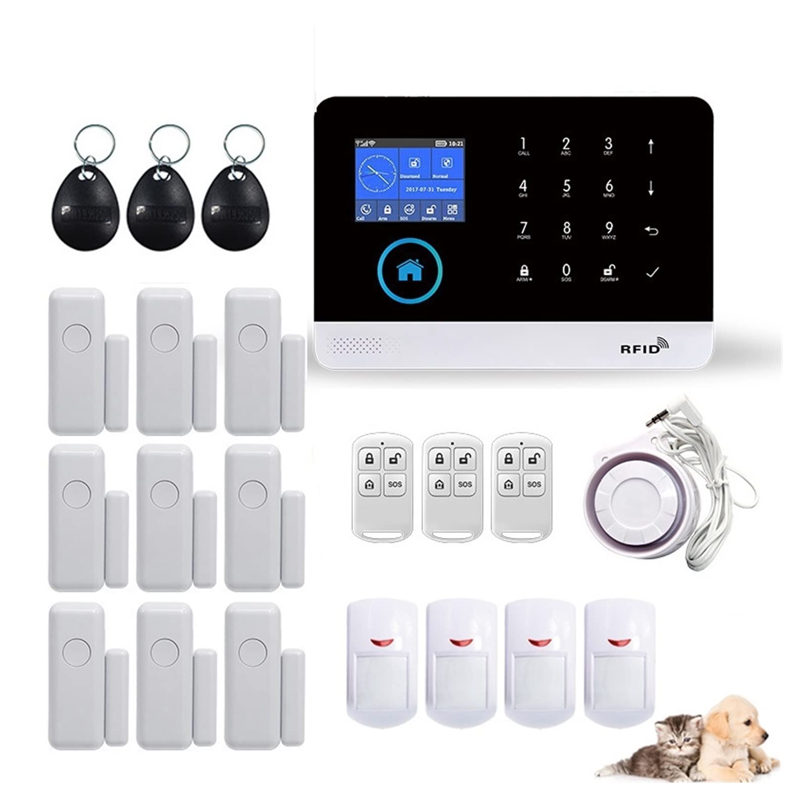de alarma seguridad for el hogar inalámbrico GSM TUYA con detector sensor movimiento PIR a prueba mascotas compatible Para casa y garaje(F)