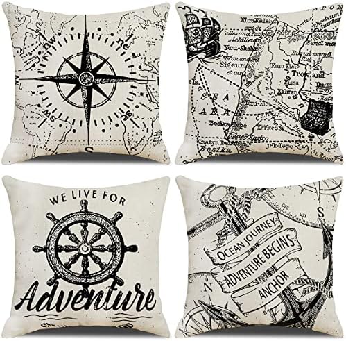 Pack of 4 Mandala Cushion Covers 45x45 cm, Decorative Retro Floral Mandala Compass Medallion Bohemian Throw Pillow Cover for Living Room Bedroom Couch Sofa Chair Outdoor Pillow Cases