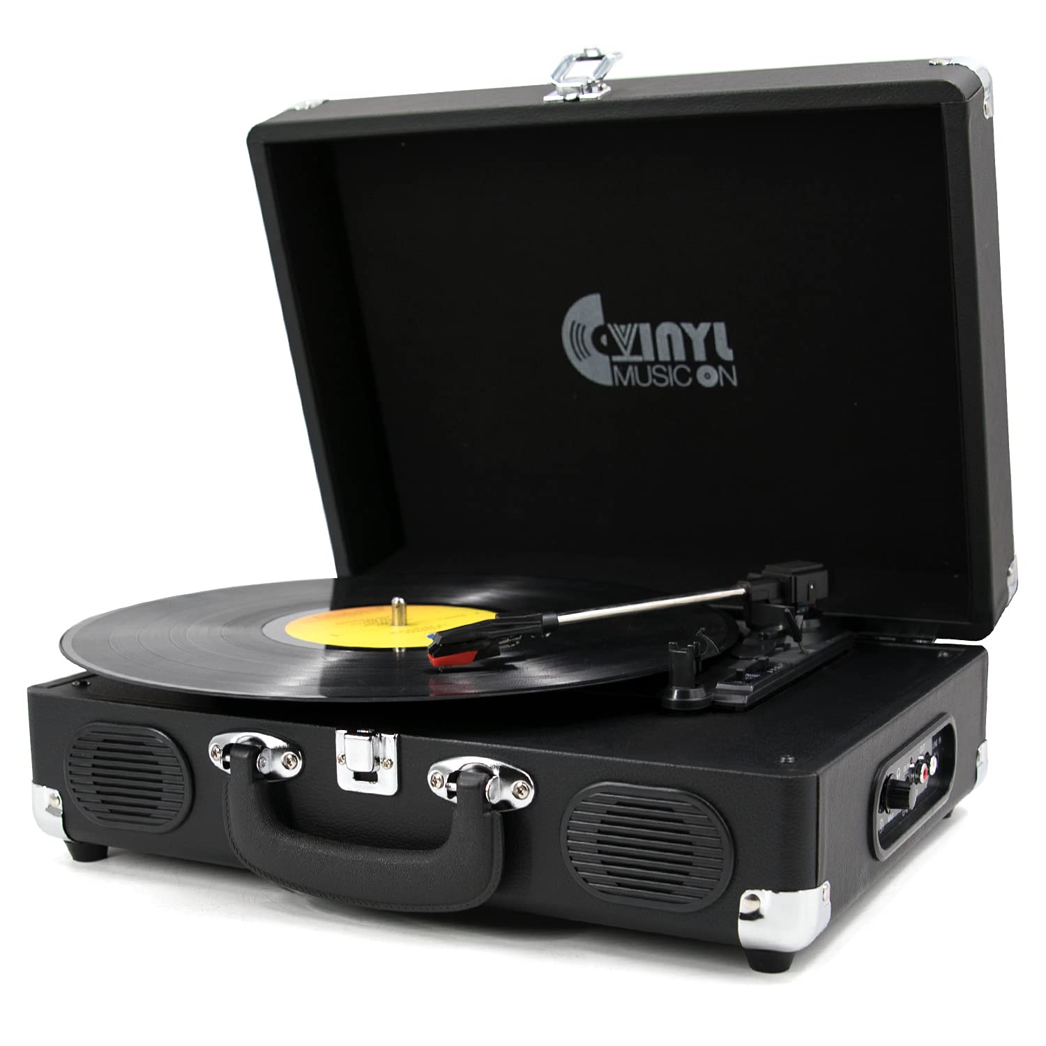 Buy VInYL MUSIC ON Retro Style Record Player with Builtin Speakers, Classic Suitcase Turntable