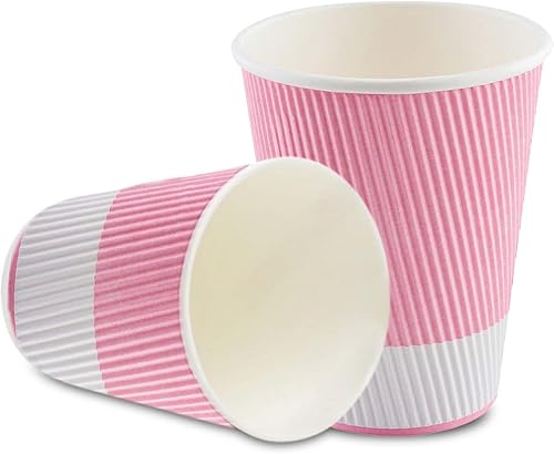 Vista 252 de Vasos de café de papel aislado de pared corrugada, 8 oz, Anaranjado