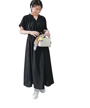 24SS☆アーバンリサーチロッソ ドロストギャザーワンピース ブラック 24SS☆アーバンリサーチロッソ ドロストギャザーワンピース