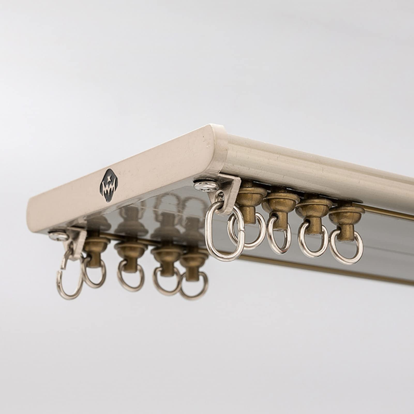 Aluminum Alloy One-Piece Curtain Track, Double-Track Slide Rail, Heavy-Duty Straight Rail Accessories for Living Room (Color : Champagne, Size : Top-mounted-1m)