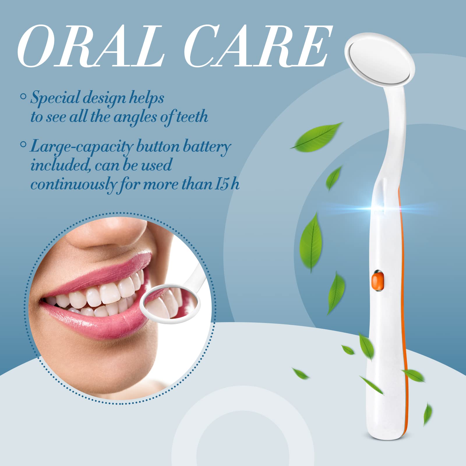 Healifty Espejo dental 2pcs espejo de boca oral ligero inspección dental verde naranja