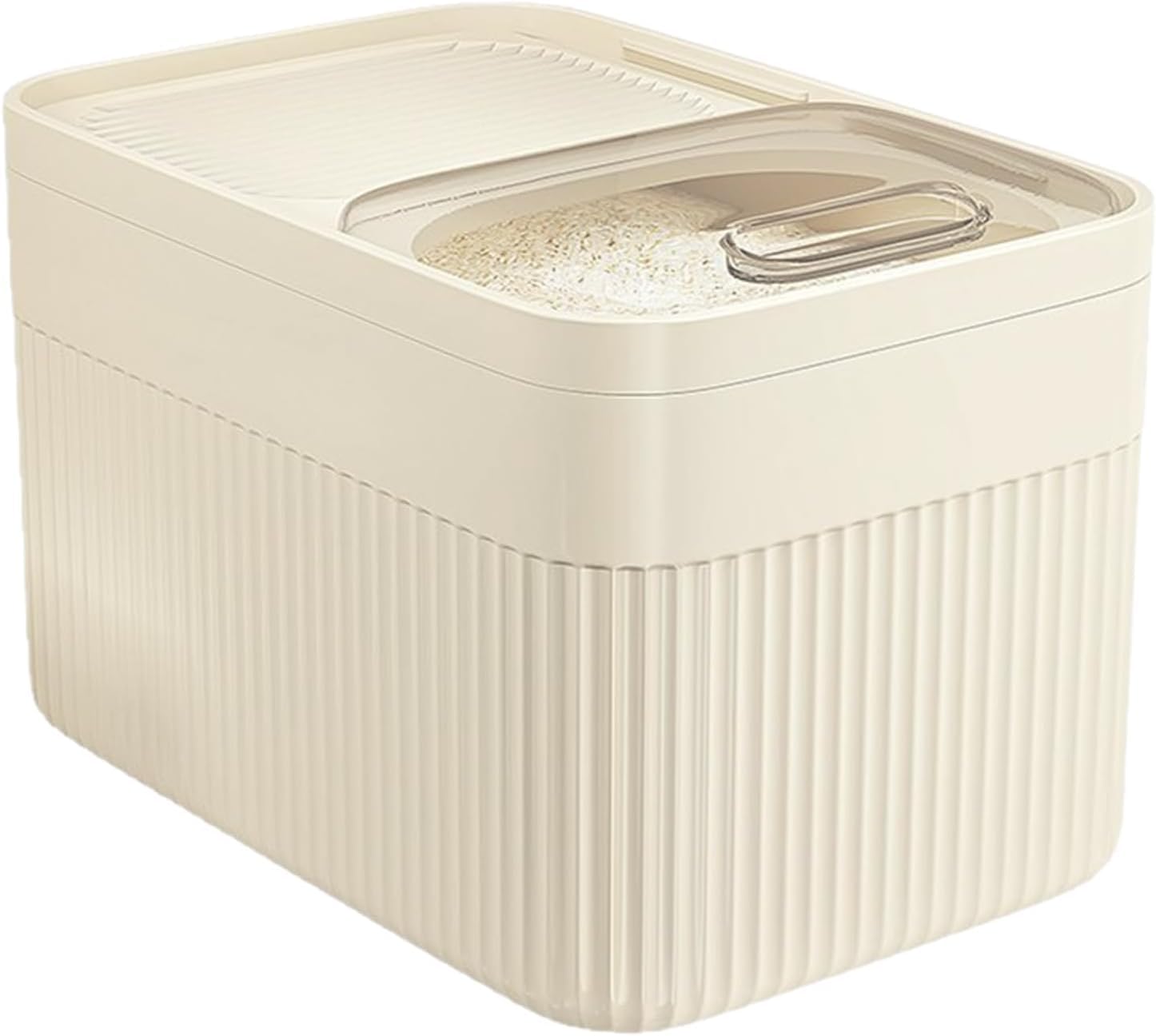 Récipient de rangement transparent pour nourriture pour animaux de compagnie avec tasse à mesurer 15 kg, seau à riz scellé hermétique, distributeur de grande capacité, design facile à verser, design