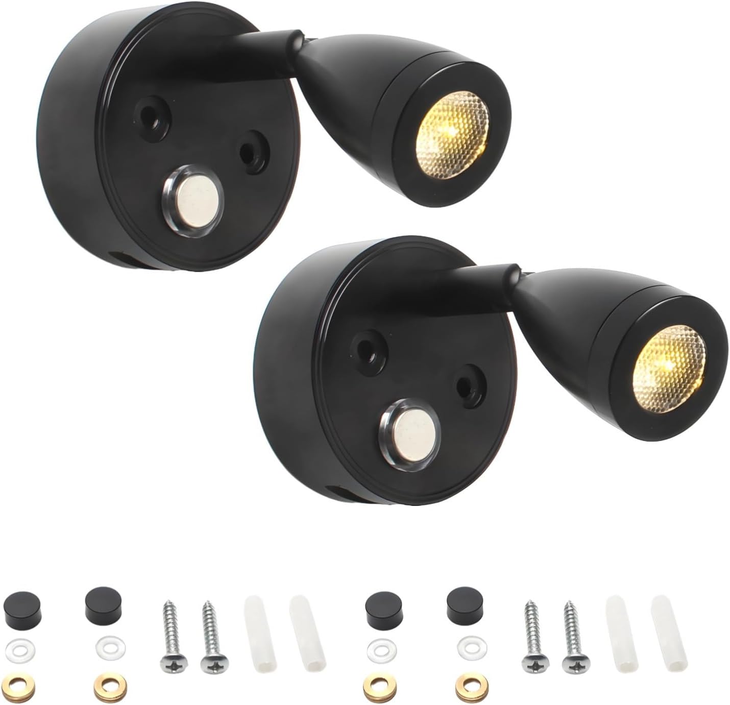 2-Pack 12V Led Reading Lights for Rvs, Boats, and Campers, Touch Dimmable, Adjustable Wall-Mount with USB Charging, 350° Rotatable